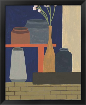 Framed Vases on a Shelf II Print