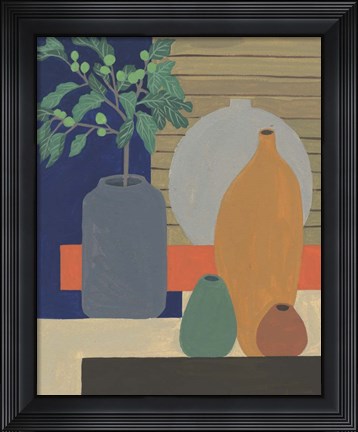 Framed Vases on a Shelf III Print