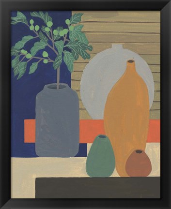 Framed Vases on a Shelf III Print