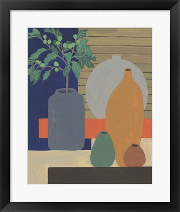 Framed Vases on a Shelf III Print