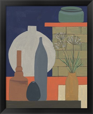 Framed Vases on a Shelf IV Print