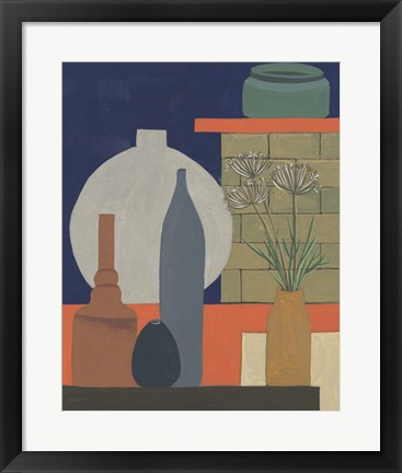 Framed Vases on a Shelf IV Print