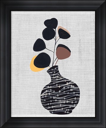 Framed Decorated Vase with Plant I Print