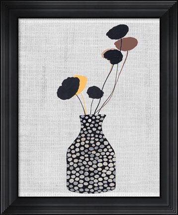 Framed Decorated Vase with Plant II Print