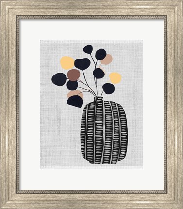Framed Decorated Vase with Plant III Print