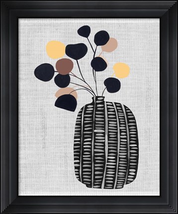 Framed Decorated Vase with Plant III Print