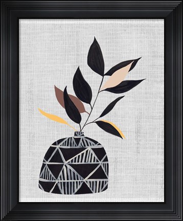 Framed Decorated Vase with Plant IV Print