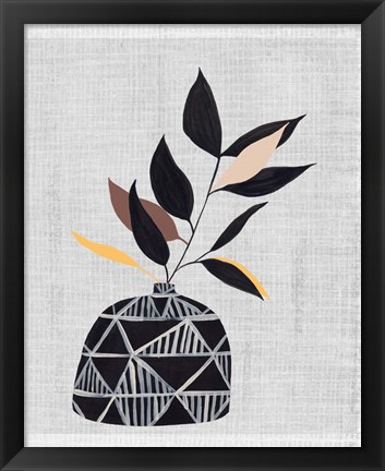 Framed Decorated Vase with Plant IV Print