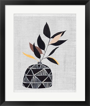 Framed Decorated Vase with Plant IV Print