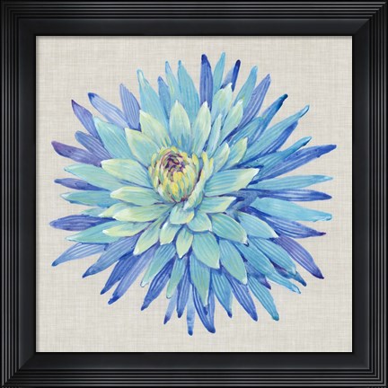 Framed Floral Portrait on Linen I Print