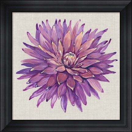 Framed Floral Portrait on Linen II Print