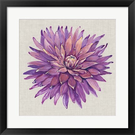 Framed Floral Portrait on Linen II Print