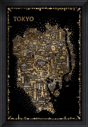 Framed Glam Iconic Cities-Tokyo Print