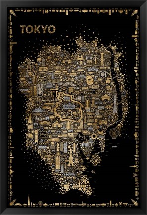 Framed Glam Iconic Cities-Tokyo Print