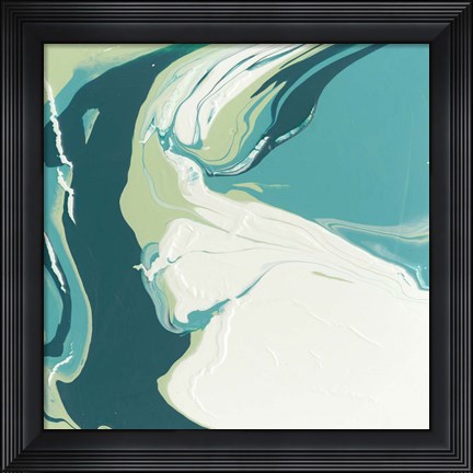 Framed Flowing Teal I Print