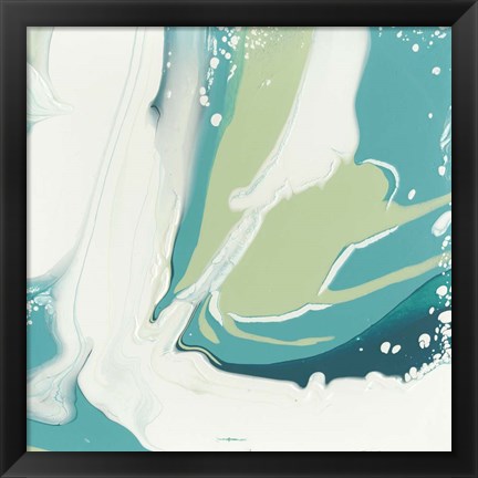 Framed Flowing Teal II Print