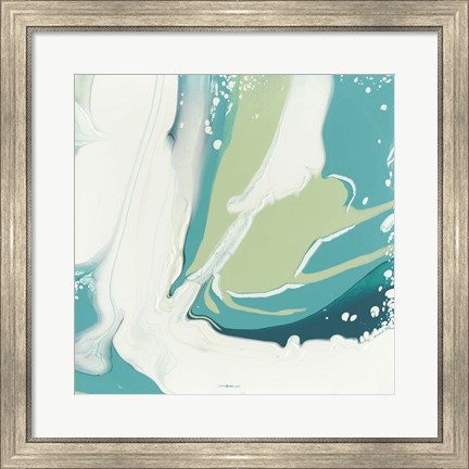 Framed Flowing Teal II Print