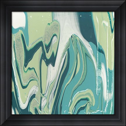 Framed Flowing Teal III Print
