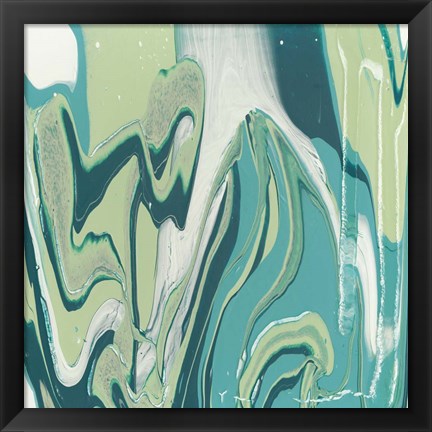 Framed Flowing Teal III Print