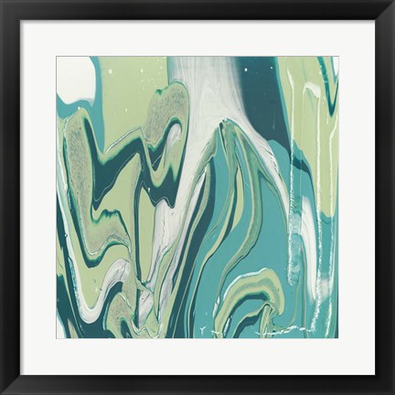 Framed Flowing Teal III Print