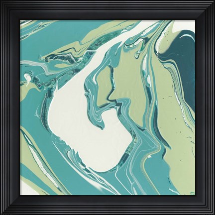 Framed Flowing Teal IV Print