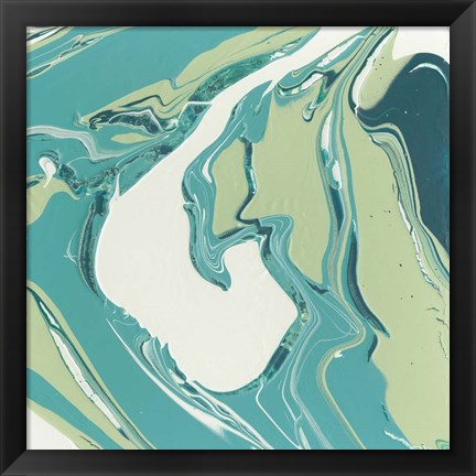 Framed Flowing Teal IV Print