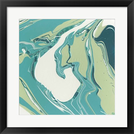 Framed Flowing Teal IV Print