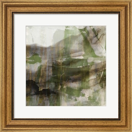 Framed Surface in Green I Print