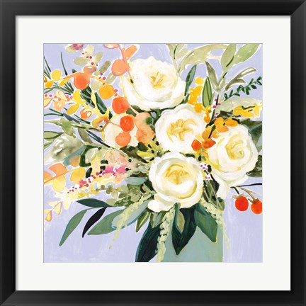 Framed Garden Rose Bouquet I Print