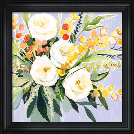Framed Garden Rose Bouquet II Print
