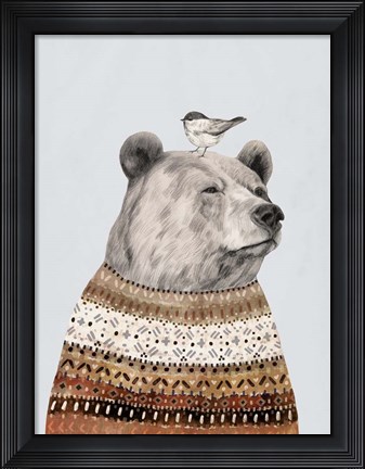 Framed Fair Isle Bear I Print