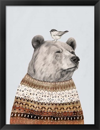 Framed Fair Isle Bear I Print