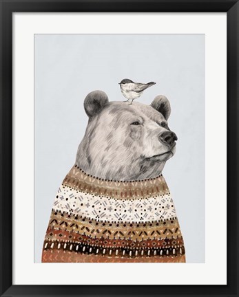 Framed Fair Isle Bear I Print