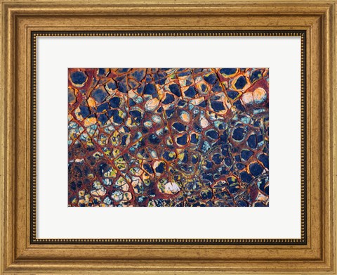 Framed Layers Of Worn Auto Paint Abstract 1 Print