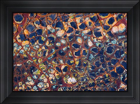 Framed Layers Of Worn Auto Paint Abstract 1 Print