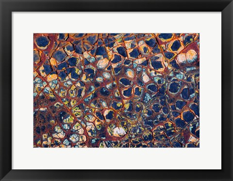 Framed Layers Of Worn Auto Paint Abstract 1 Print