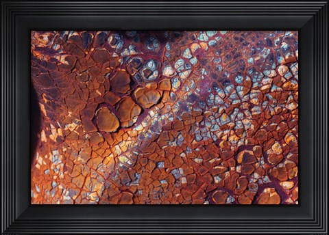 Framed Layers Of Worn Auto Paint Abstract 2 Print