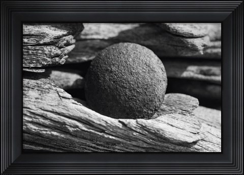 Framed Wood And Metal Ball Abstract Print