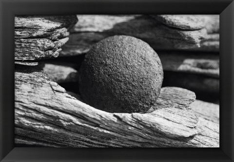 Framed Wood And Metal Ball Abstract Print