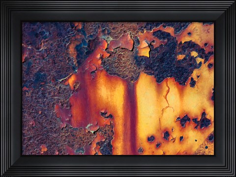 Framed Details Of Rust And Paint On Metal 1 Print