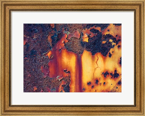 Framed Details Of Rust And Paint On Metal 1 Print