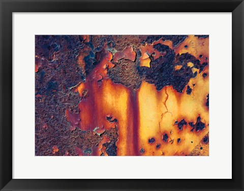 Framed Details Of Rust And Paint On Metal 1 Print