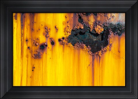 Framed Details Of Rust And Paint On Metal 4 Print