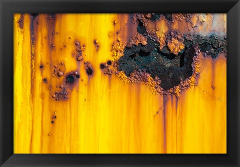 Framed Details Of Rust And Paint On Metal 4 Print
