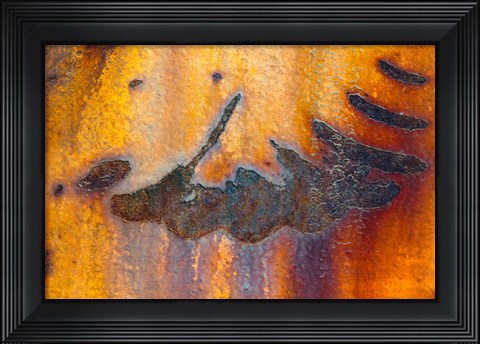 Framed Details Of Rust And Paint On Metal 6 Print