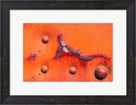 Framed Details Of Rust And Paint On Metal 8 Print