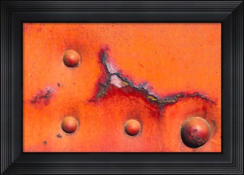 Framed Details Of Rust And Paint On Metal 8 Print
