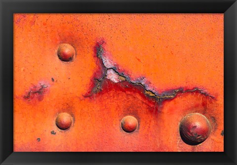 Framed Details Of Rust And Paint On Metal 8 Print