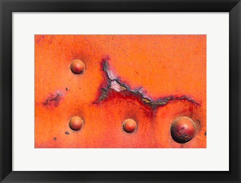 Framed Details Of Rust And Paint On Metal 8 Print