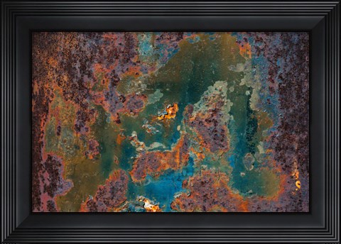 Framed Details Of Rust And Paint On Metal 9 Print